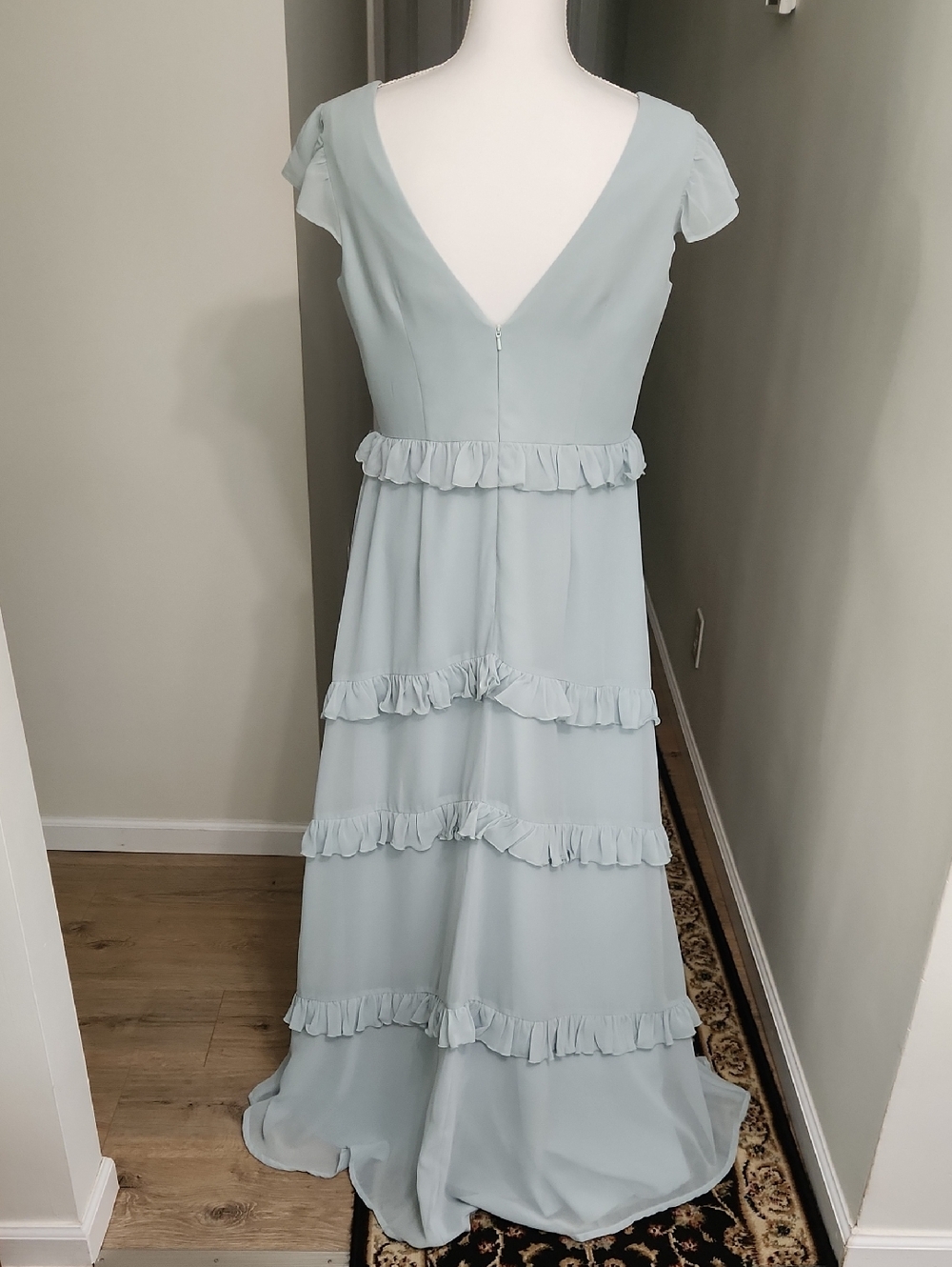 Revelry Amelia Dress Size 14 Sage Green Chiffon Long Formal Maxi Bridesmaid - Picture 8 of 17